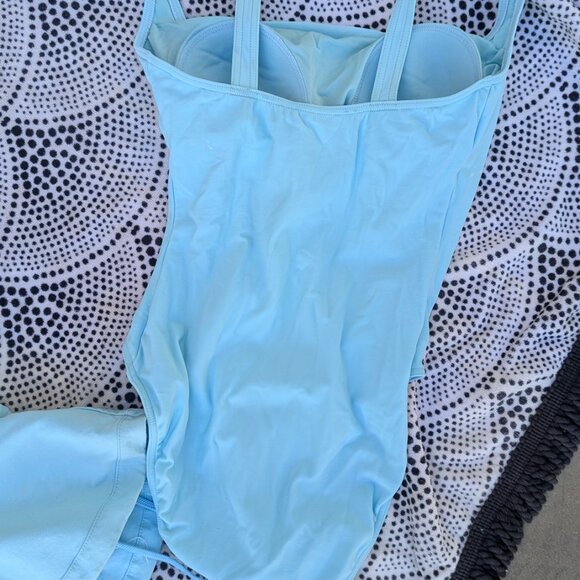 Matching Sun Hat and Calvin Klein Light Blue One Piece Swimsuit Size 10 - Picture 3 of 10